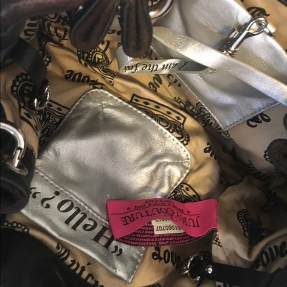 JUICY COUTURE LN CHOCOLATE VELOUR/LEATHER SATCHEL - Picture 5 of 9